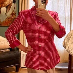 Silk Nina McLemore TATTERSALL pink/fushia  DUPIONI PLAID capsule piece size 8